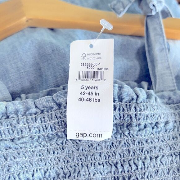 GAP Factory Sleeve Tie Blue Chambray Kids Dress Size 5T - Picture 6 of 6